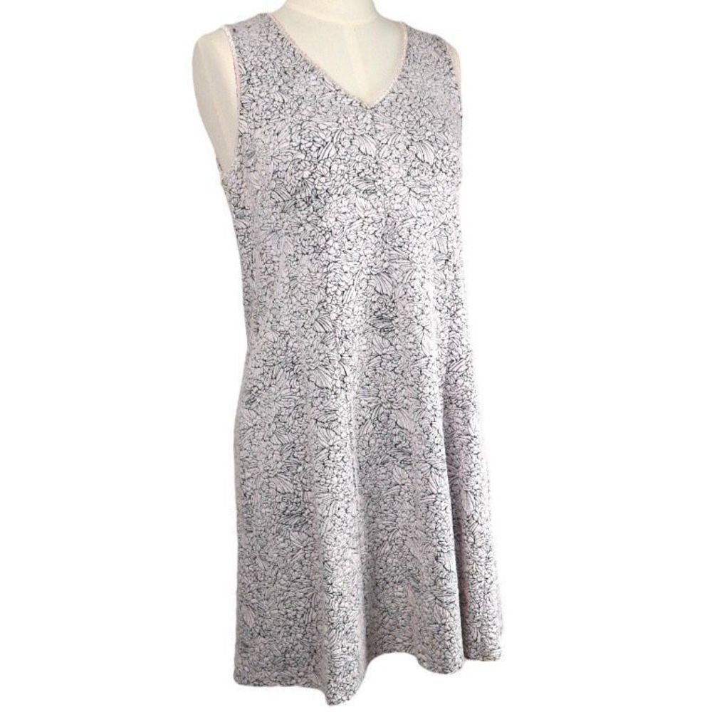 Loft Off-White Floral Print V-Neckine Sleeveless Zip-Up A-Line Midi Dress 10